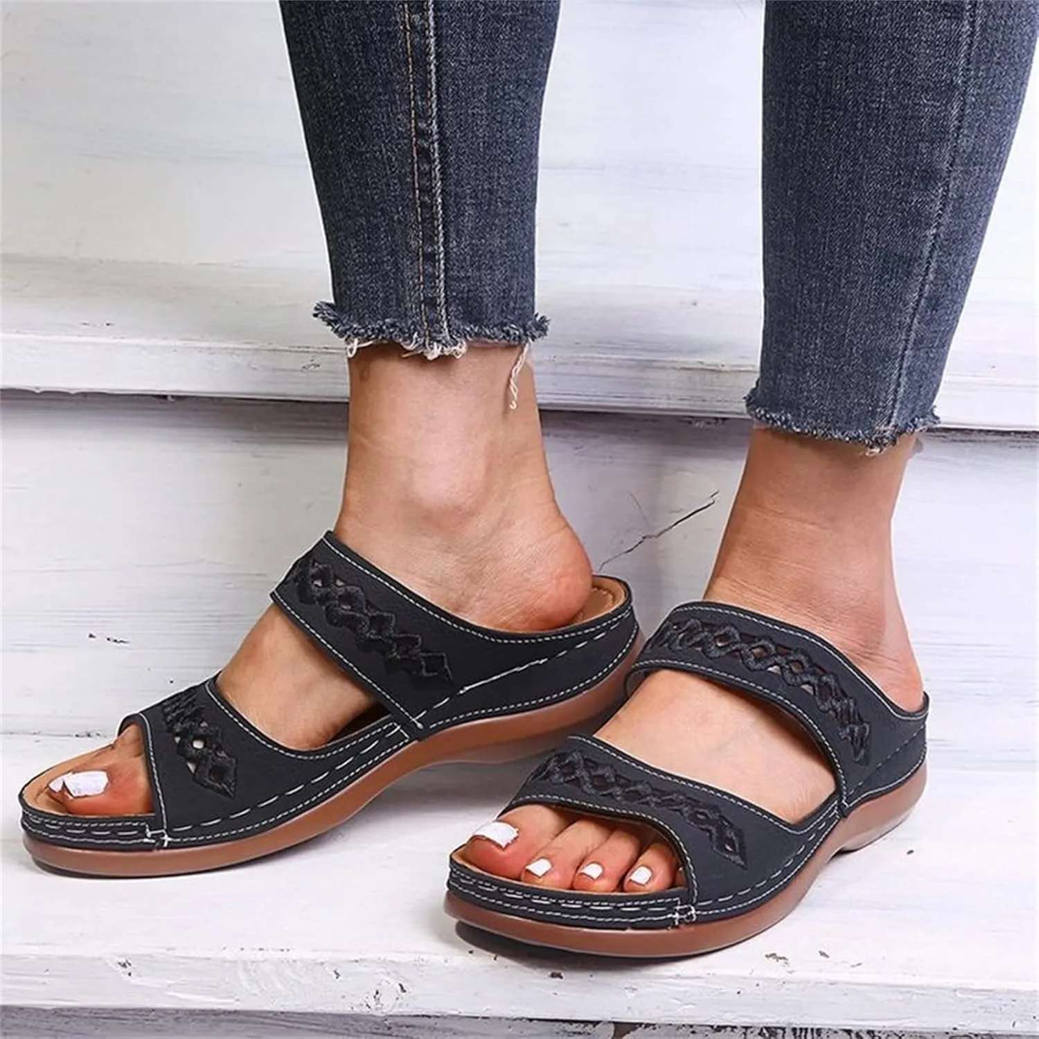 Lausiuoe Orthotic Sandals For Women Plantar Fasciitis Arch Support Dressy Summer Comfortable Walking Orthopedic Flip Flops