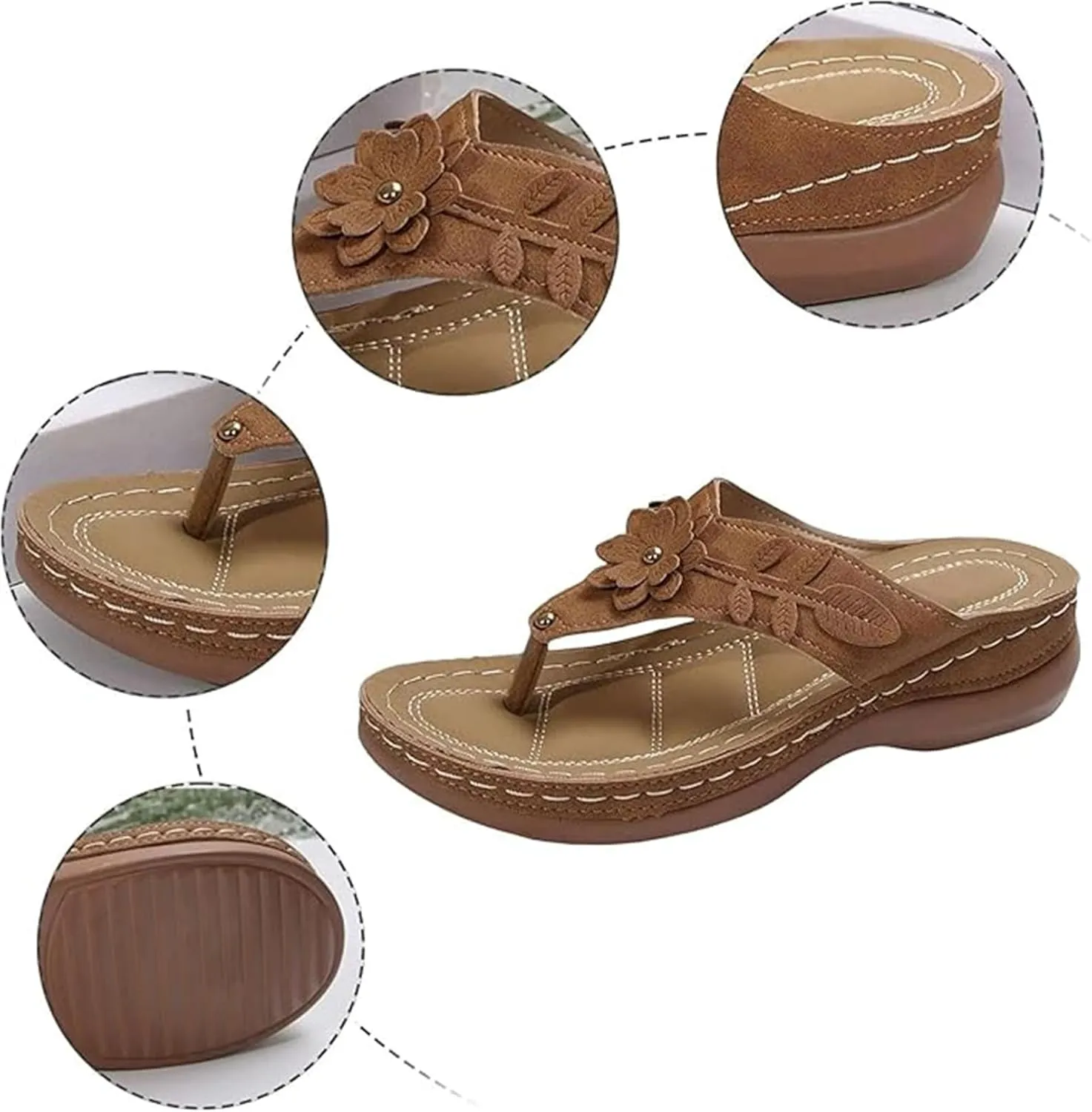 Lausiuoe Sandals For Women 2025 Comfortable Walking Arch Support Orthopedic Slippers Casual Summer Orthotic Thong Flip Flops