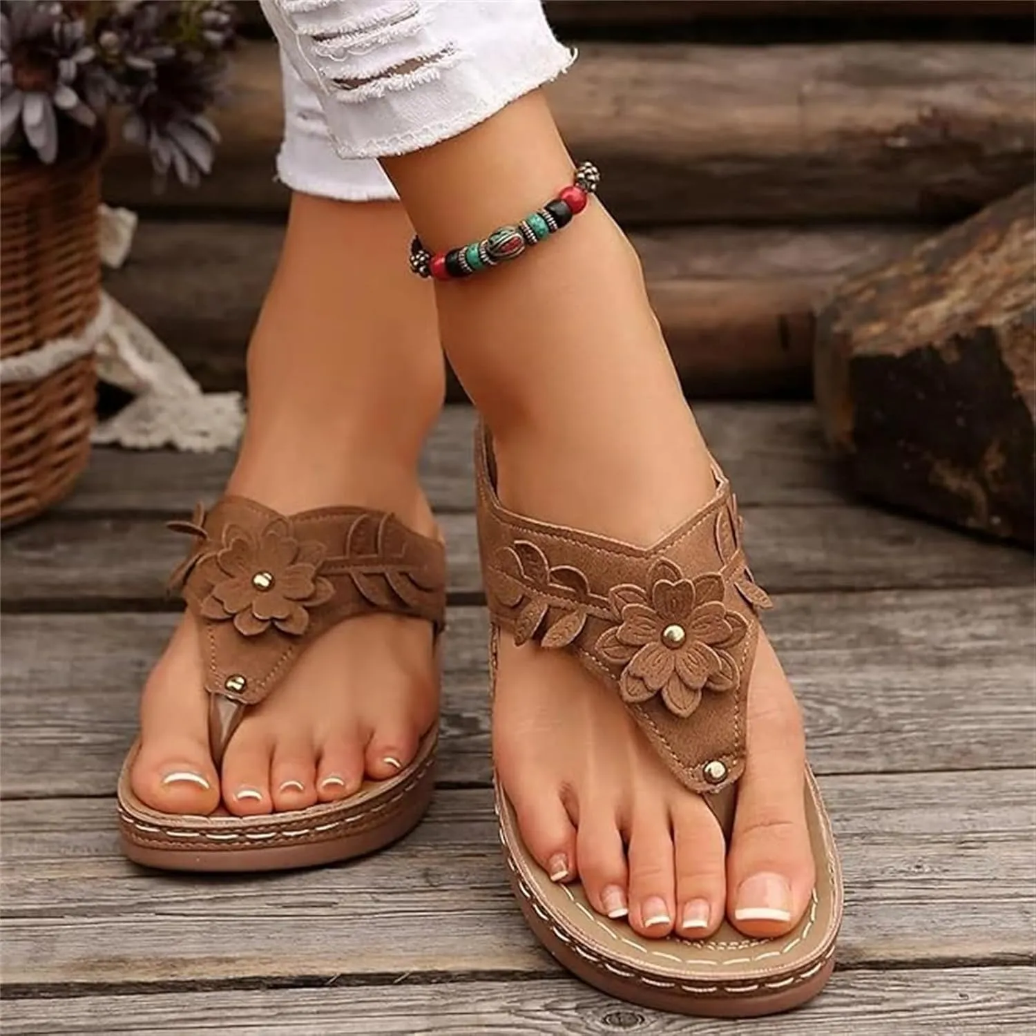 Lausiuoe Sandals For Women 2025 Comfortable Walking Arch Support Orthopedic Slippers Casual Summer Orthotic Thong Flip Flops