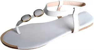 Lausiuoe Sandals for Women Dressy Summer,Women's Ankle Strap Casual Comfort Strappy Flat Sandals Beach Sandals Thong Flip Flops