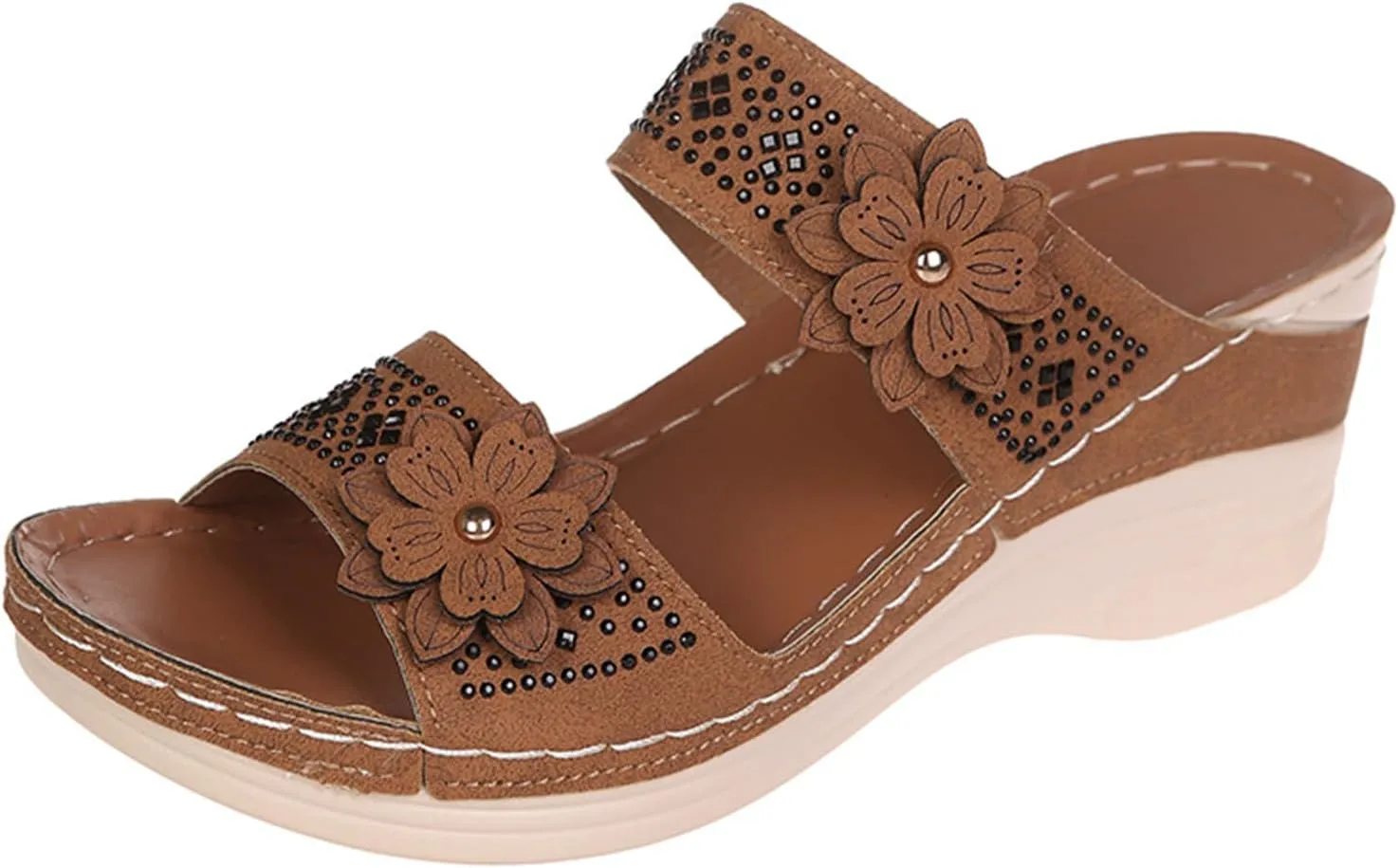 Lausiuoe Sandals Women Dressy Summer Flat Arch Support Fashion Orthotic Slides Comfy Slip On Orthopedic Slippers Flip Flops