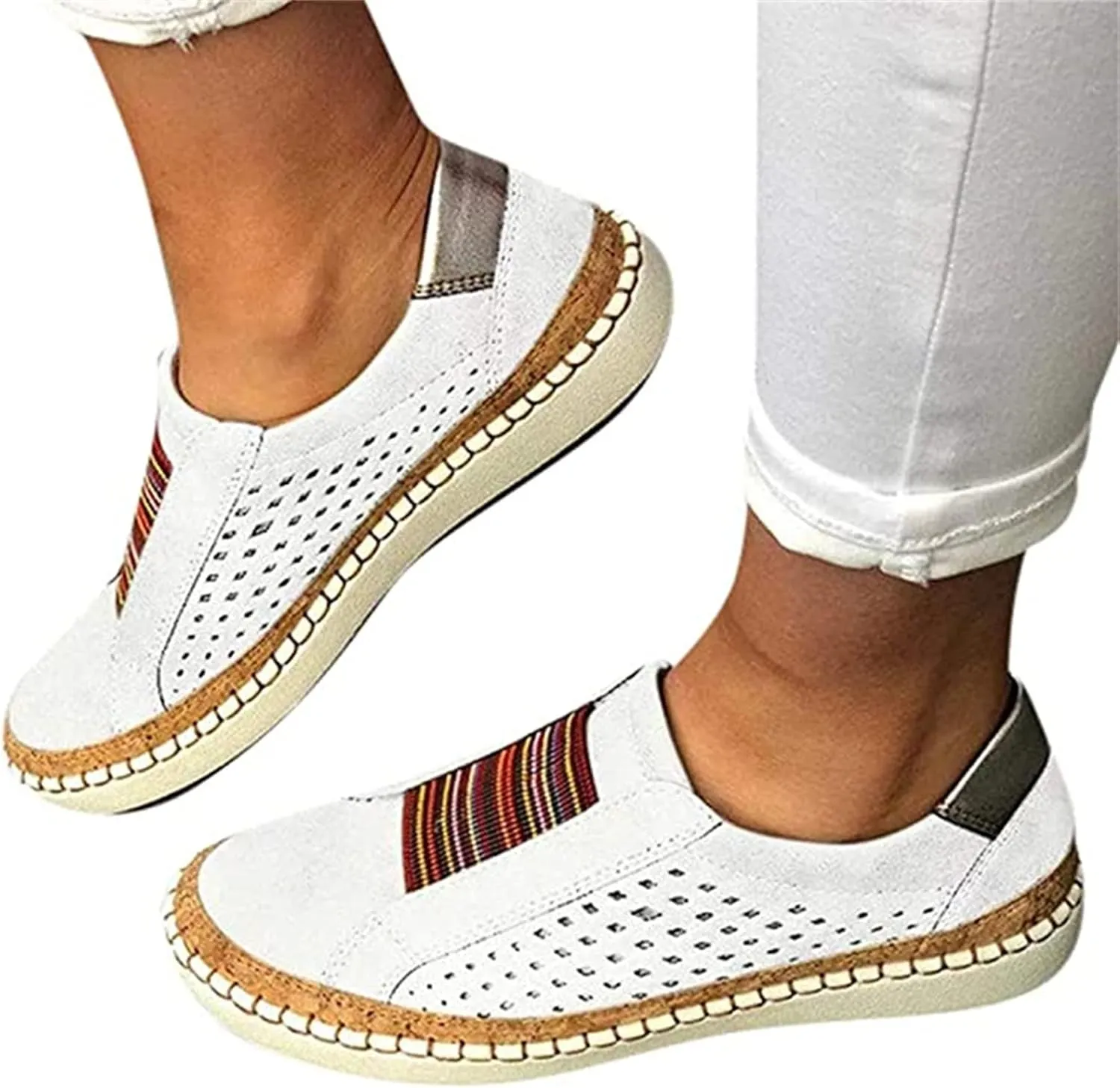 Lausiuoe Shoes For Women Sneakers Cute Low Top Canvas Walking Shoes Casual Fashion Slip On Soft Non-Slip Flat Loafers
