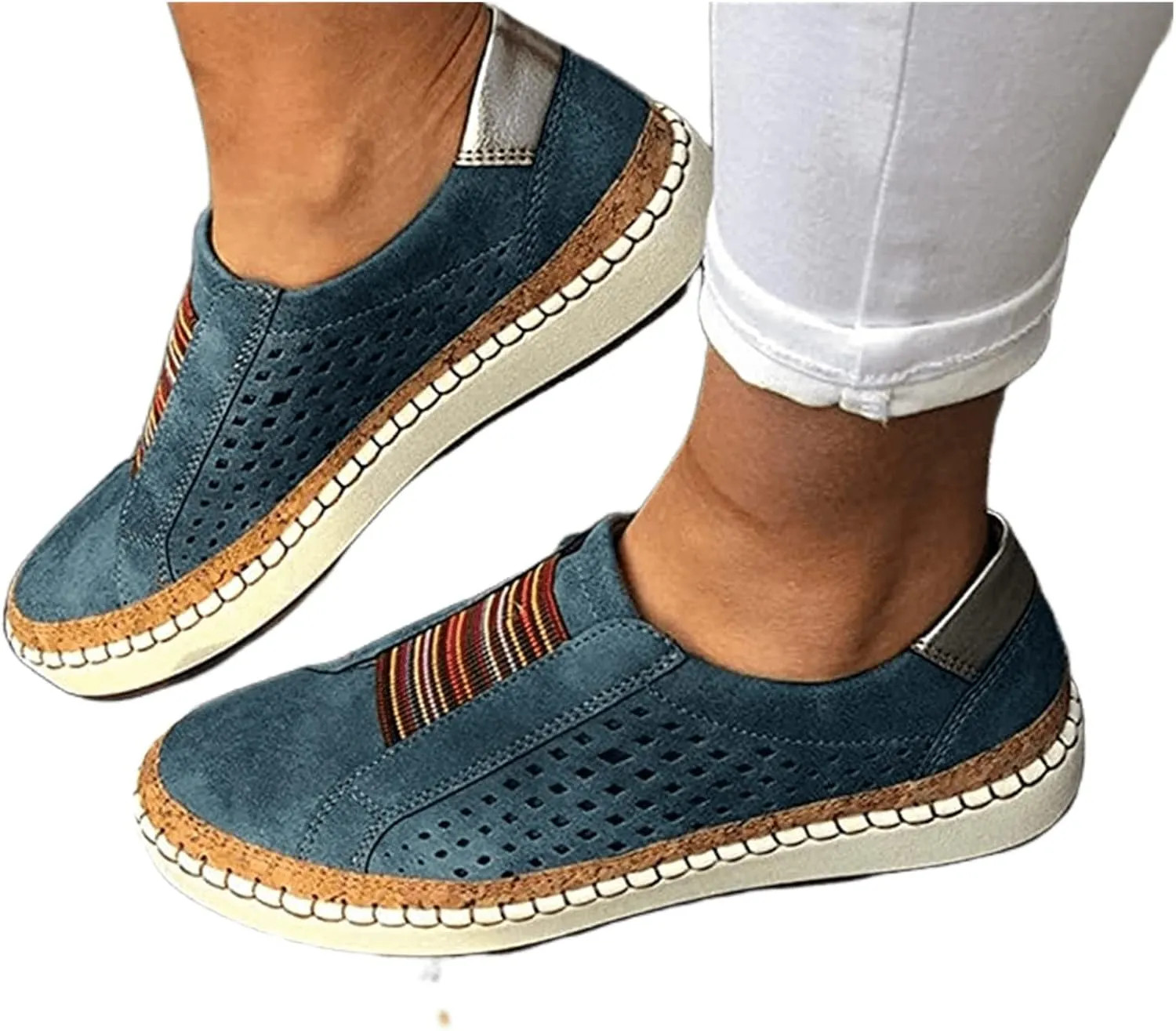 Lausiuoe Sneakers For Women Slip On Low Top Canvas Sneakers Casual Summer Fashion Comfortable Walking Shoes Flat Loafers