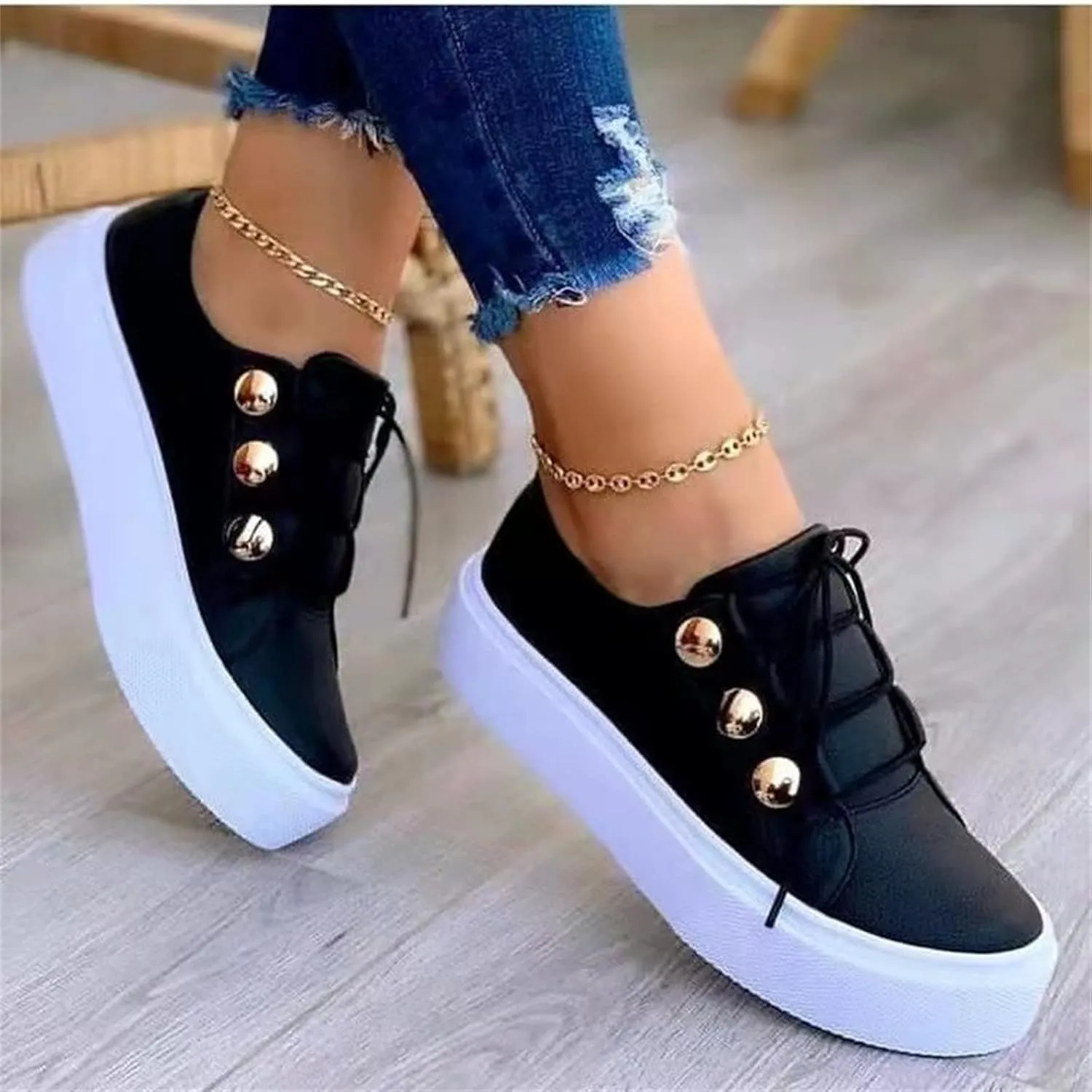 Lausiuoe Sneakers For Women Walking Shoes Comfortable Fashion Canvas Shoes Non-Slip Classic Casual Low Top Flat Loafers