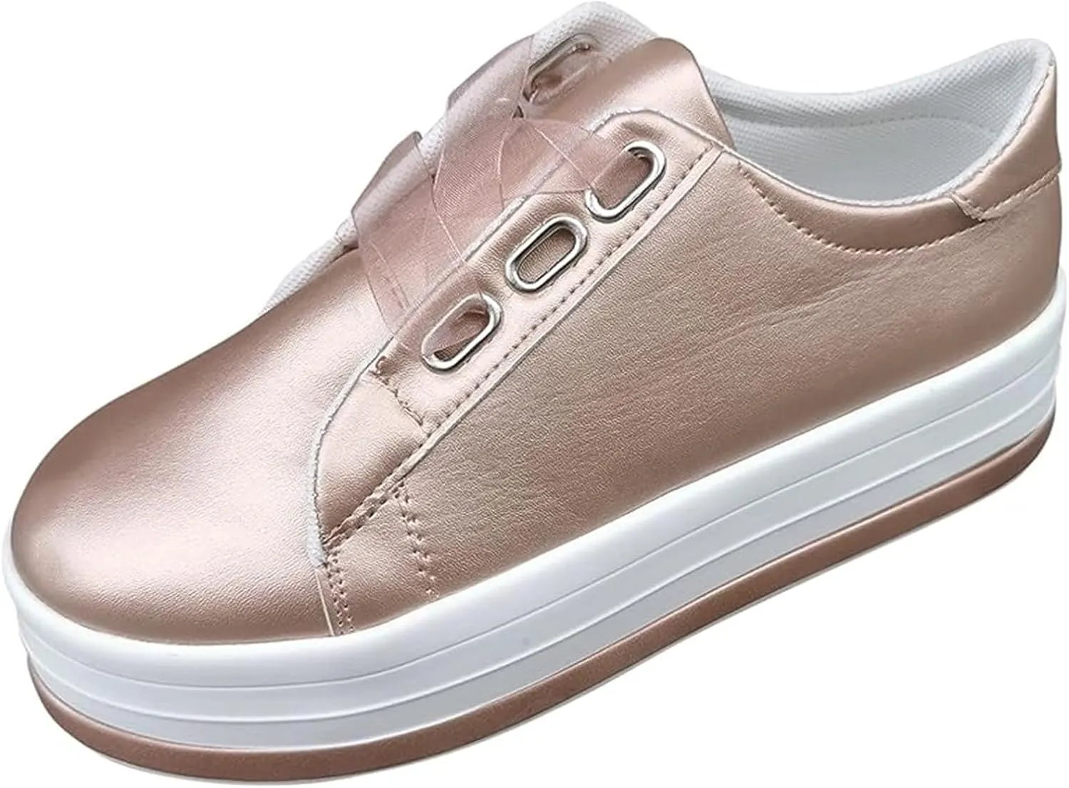 Lausiuoe Sneakers For Women Walking Shoes Comfortable Low Top Leather Sneakers Casual Fashion Lightweight Flat Loafers