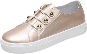 Lausiuoe Sneakers For Women Walking Shoes Slip On Fashion Leather Shoes Non-Slip Classic Casual Comfort Flat Loafers