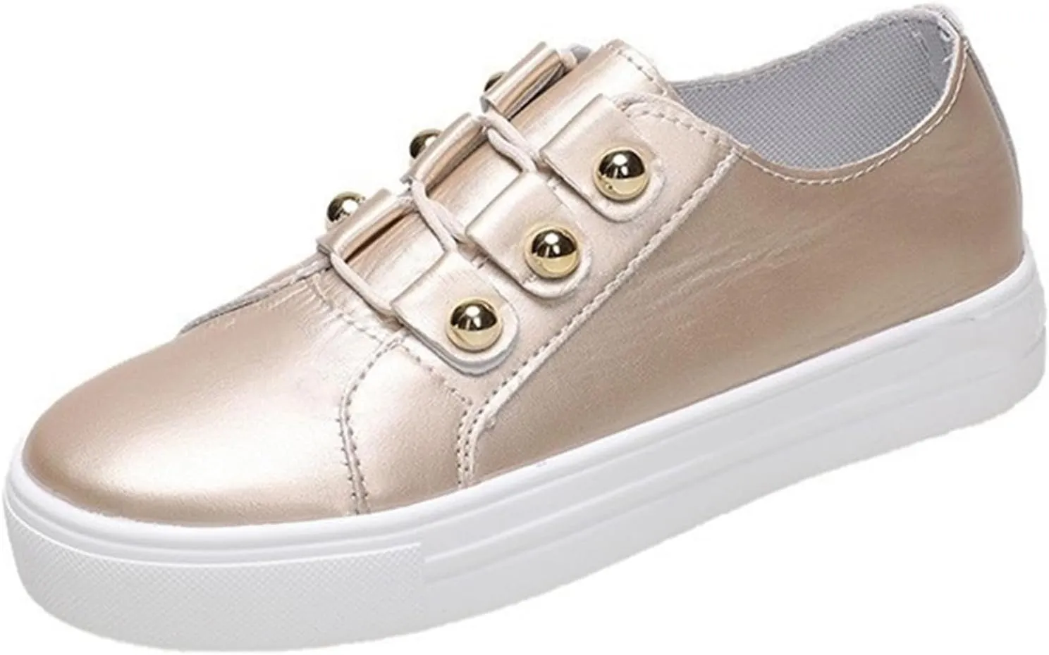 Lausiuoe Sneakers For Women Walking Shoes Slip On Fashion Leather Shoes Non-Slip Classic Casual Comfort Flat Loafers