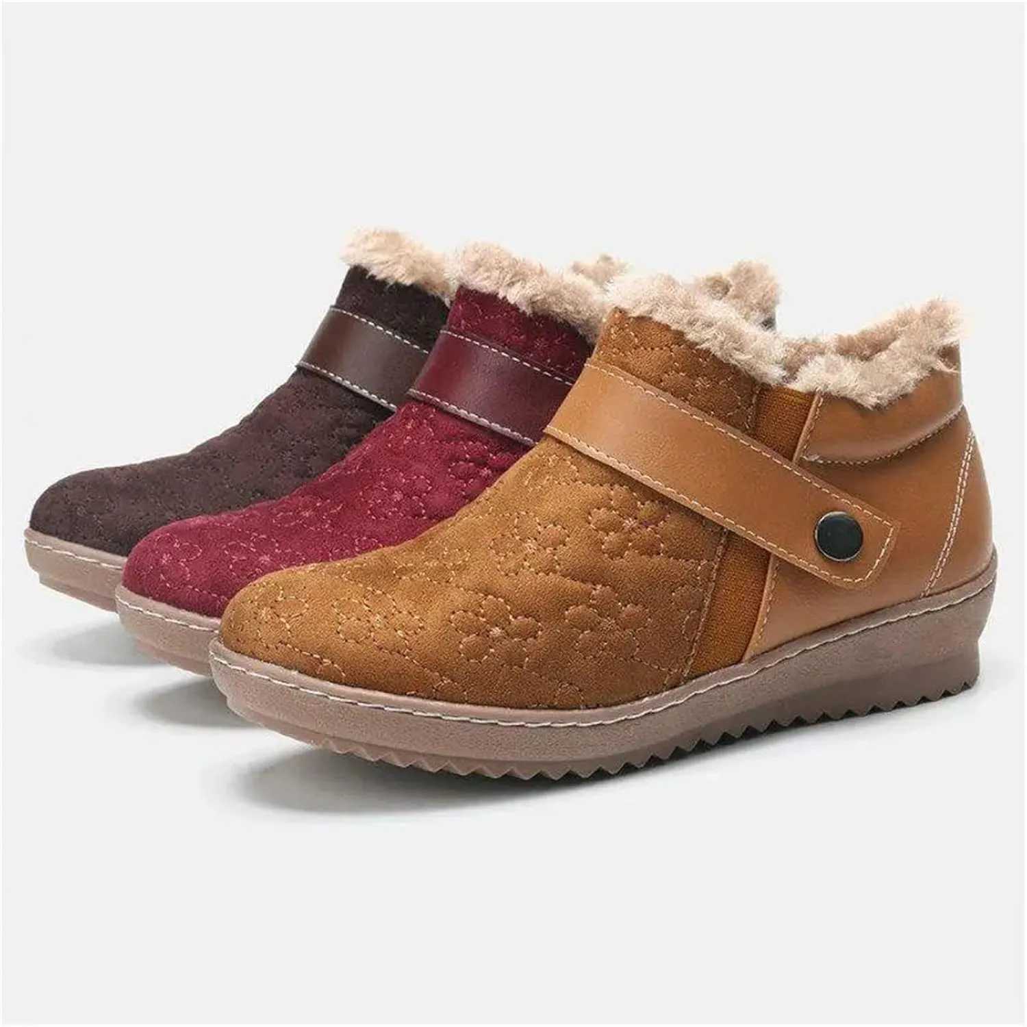 Lausiuoe Snow Boots For Women Cute Wide Calf Warm Fur Lined Winter Ankle Booties Casual Fashion Fuzzy Warm Outdoor Shoes