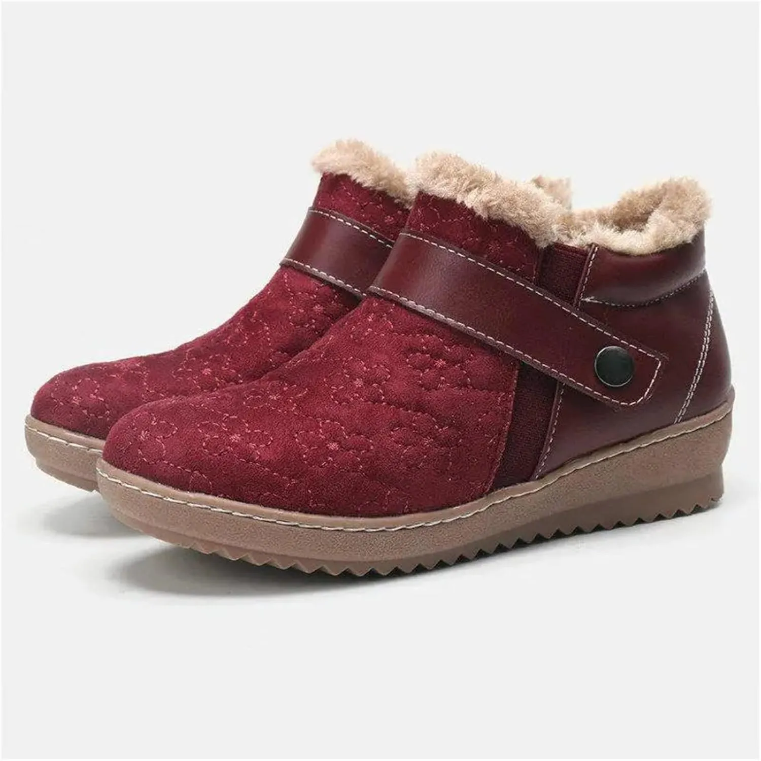 Lausiuoe Snow Boots For Women Cute Wide Calf Warm Fur Lined Winter Ankle Booties Casual Fashion Fuzzy Warm Outdoor Shoes