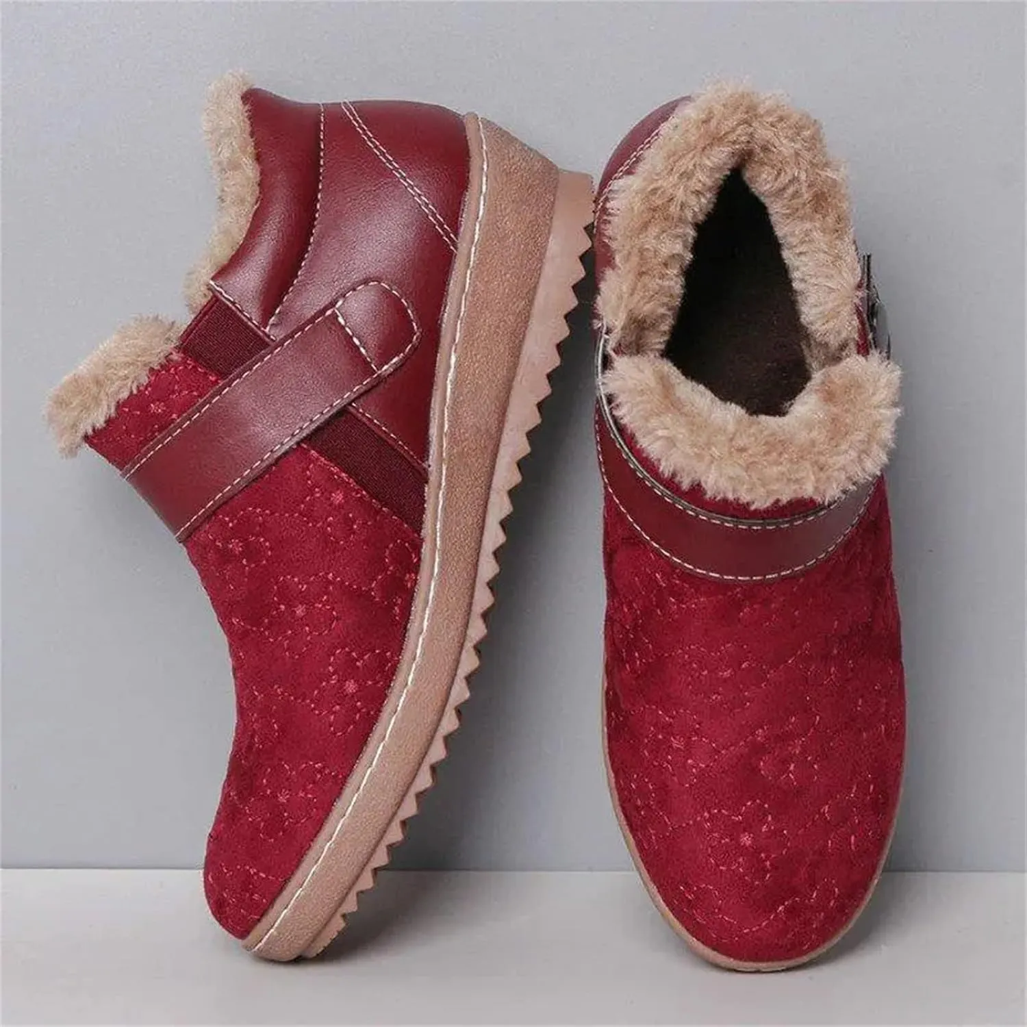 Lausiuoe Snow Boots For Women Cute Wide Calf Warm Fur Lined Winter Ankle Booties Casual Fashion Fuzzy Warm Outdoor Shoes