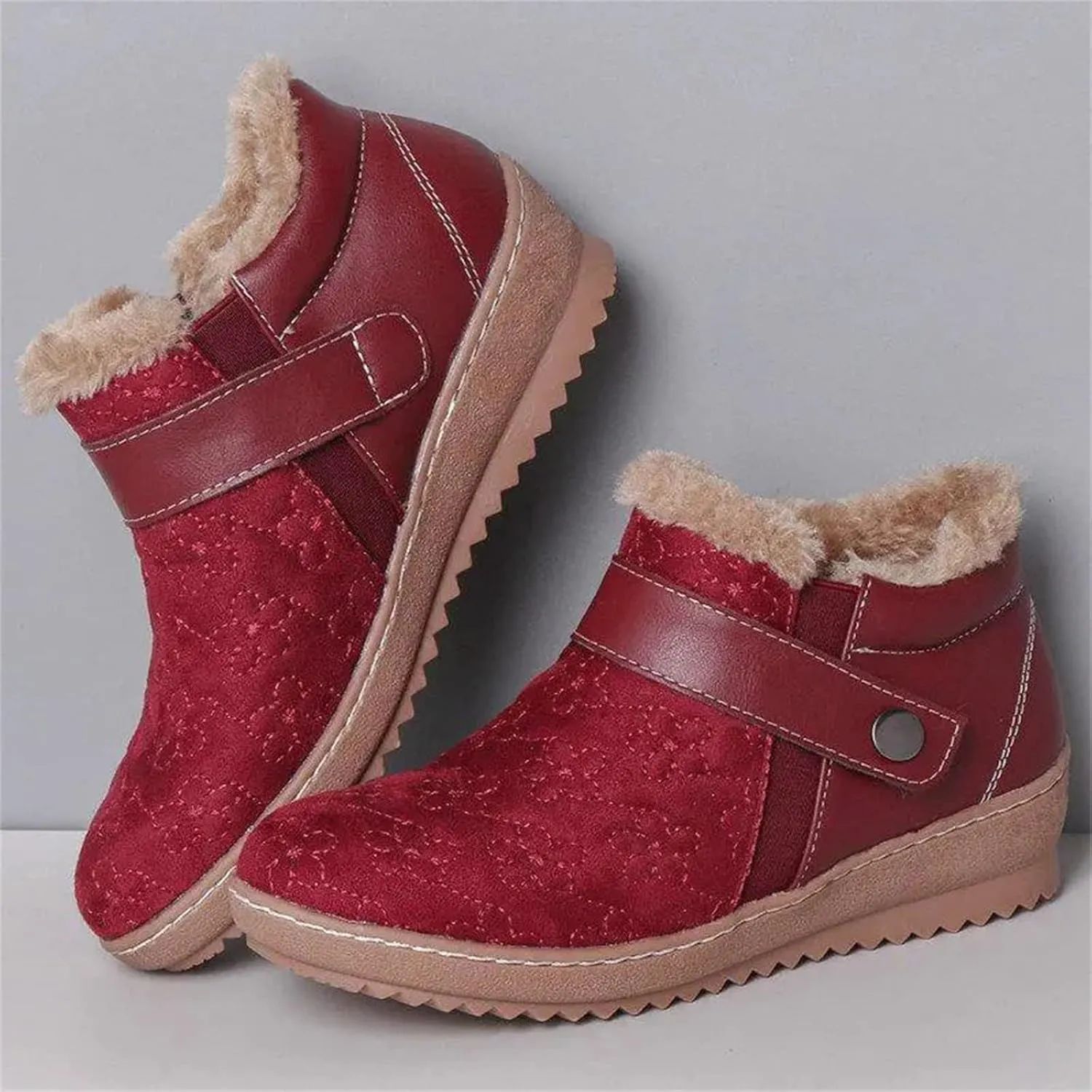 Lausiuoe Snow Boots For Women Cute Wide Calf Warm Fur Lined Winter Ankle Booties Casual Fashion Fuzzy Warm Outdoor Shoes