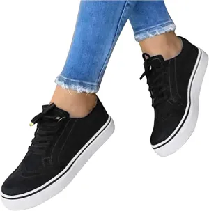 Lausiuoe Women's Fashion Sneakers Slip On Canvas Shoes Classic Casual Fall Soft Comfort Low Top Flat Walking Loafers