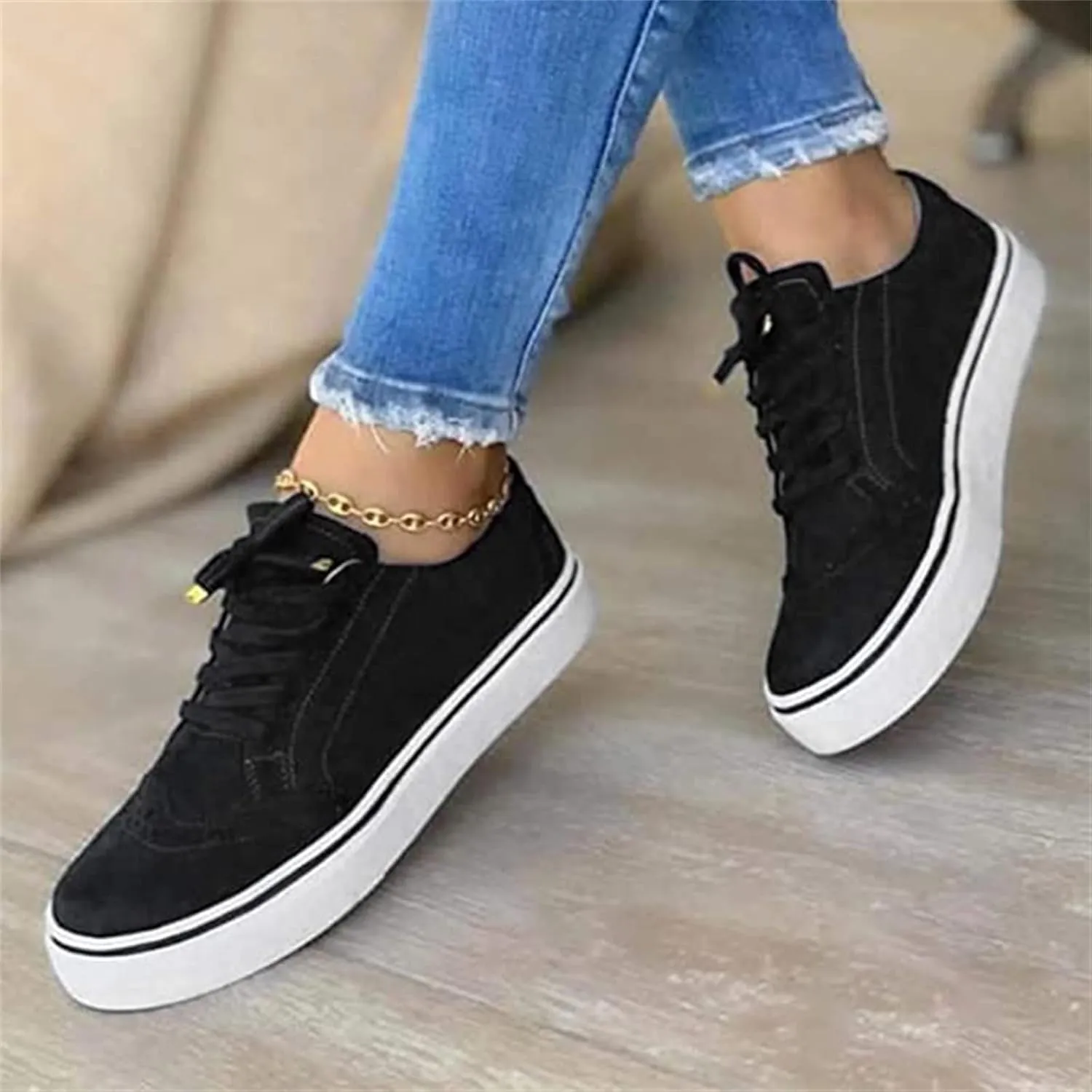 Lausiuoe Women's Fashion Sneakers Slip On Canvas Shoes Classic Casual Fall Soft Comfort Low Top Flat Walking Loafers