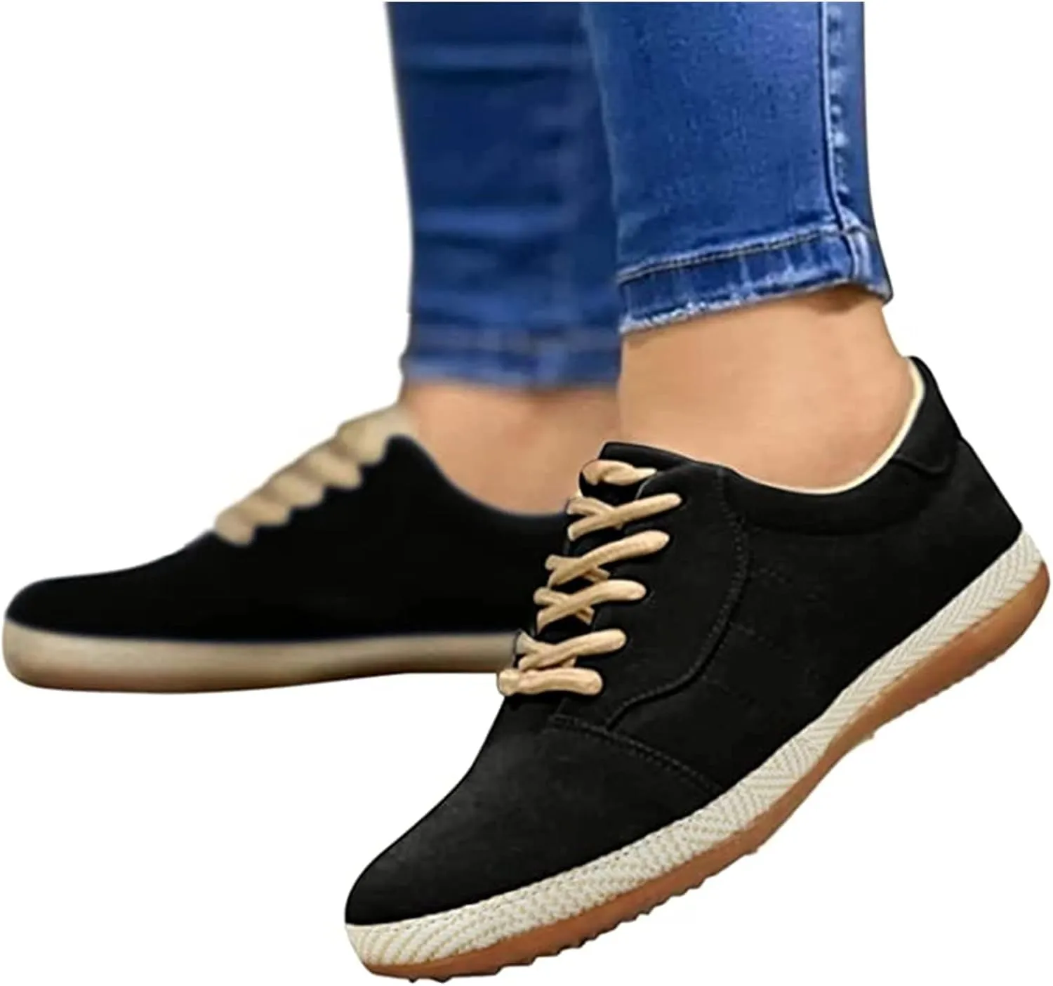 Lausiuoe Women's Fashion Sneakers Slip On Comfortable Casual Walking Shoes Classic Fall Low Top Canvas Flat Loafers