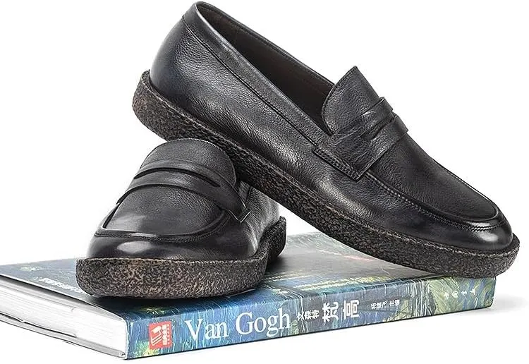 Leather Shoes for Men Loafers Soft Mens Slip on Shoes Casual Comfort Moccasin Daily Flats Driving Lightweight Walking Sneakers Shoes Outdoor