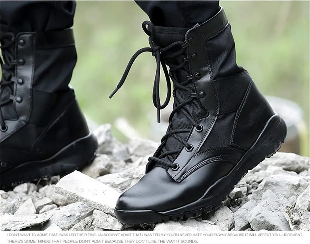 Lightweight Military Black Boots Men Breathable Spring Summer Shoes Tactical Combat Men's Military Boots Black 10