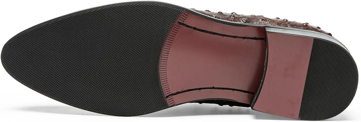 Loafers for Men - Genuine Leather Crocodile-Embossed Slip-On Loafers | Elastic Gore Dress Shoes with Luxe Reptile Pattern