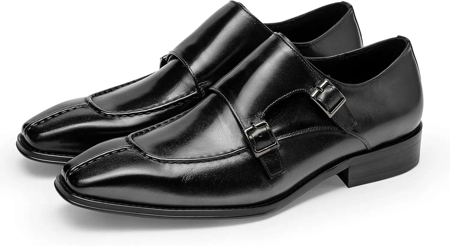 Loafers for Men - Genuine Leather Monk Strap Shoes | Double Buckle Dress Shoes for Business & Formal Occasions
