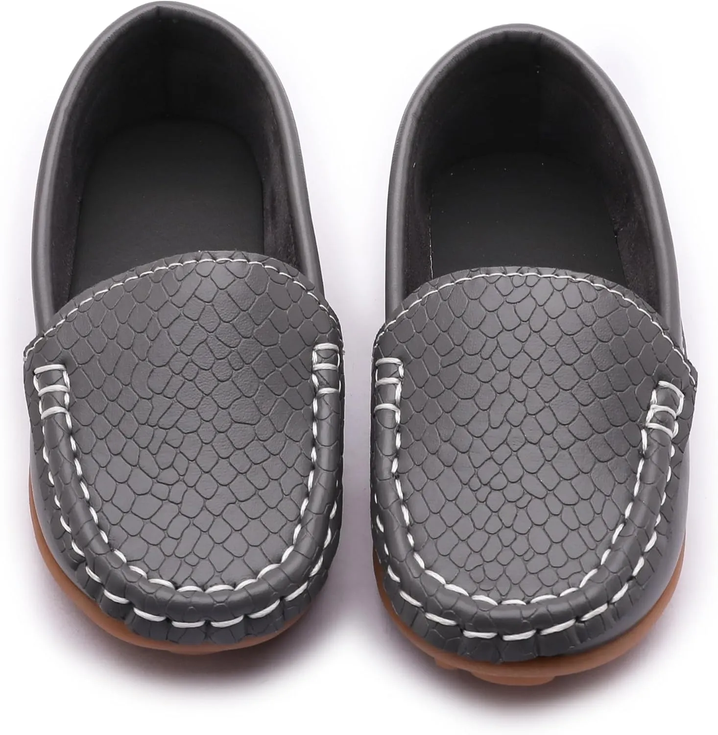 LONSOEN Toddler Little Kid Boys Girls Soft Slip On Loafers Dress Flat Shoes