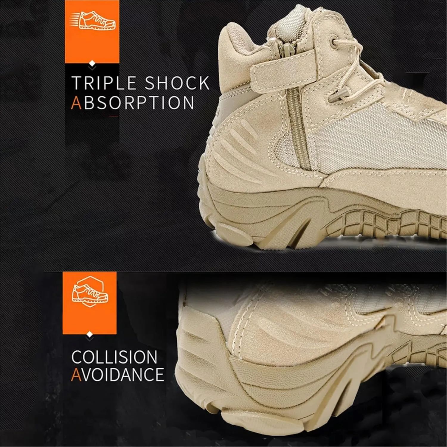 Low Cut Tactical Boots Men,Breathable Desert Boots,with Side Zipper,Lightweight Military Boots,Breathable Desert Boots, Suit for Tactical, Military, Combat, Hunting