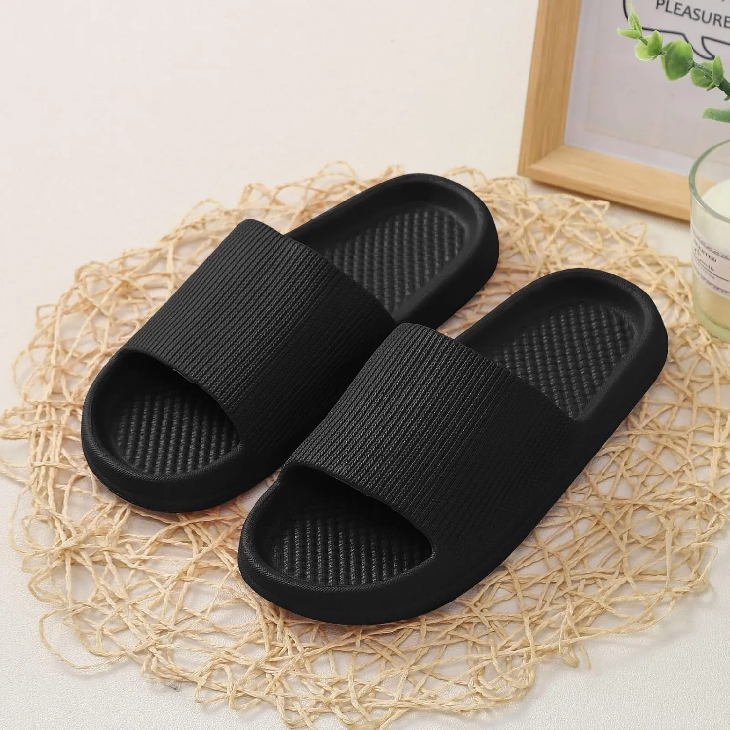 Men And Women Home Slippers Soft Flat Soled Non Slip Bathroom Sandals Memory Foam Pillow Slippers Beach Slides