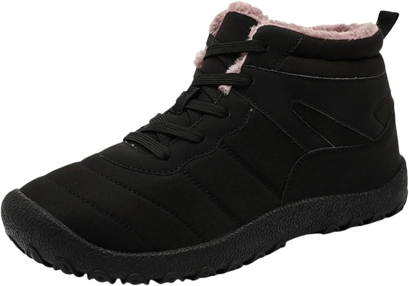 Men Work Boots Non Steel Toe Hiking Sneakers with Warm Fur Lining Women's Working Shoes Wide Width Mid Waterproof Outdoor Botas Lightweight Hike Grounded Footwear