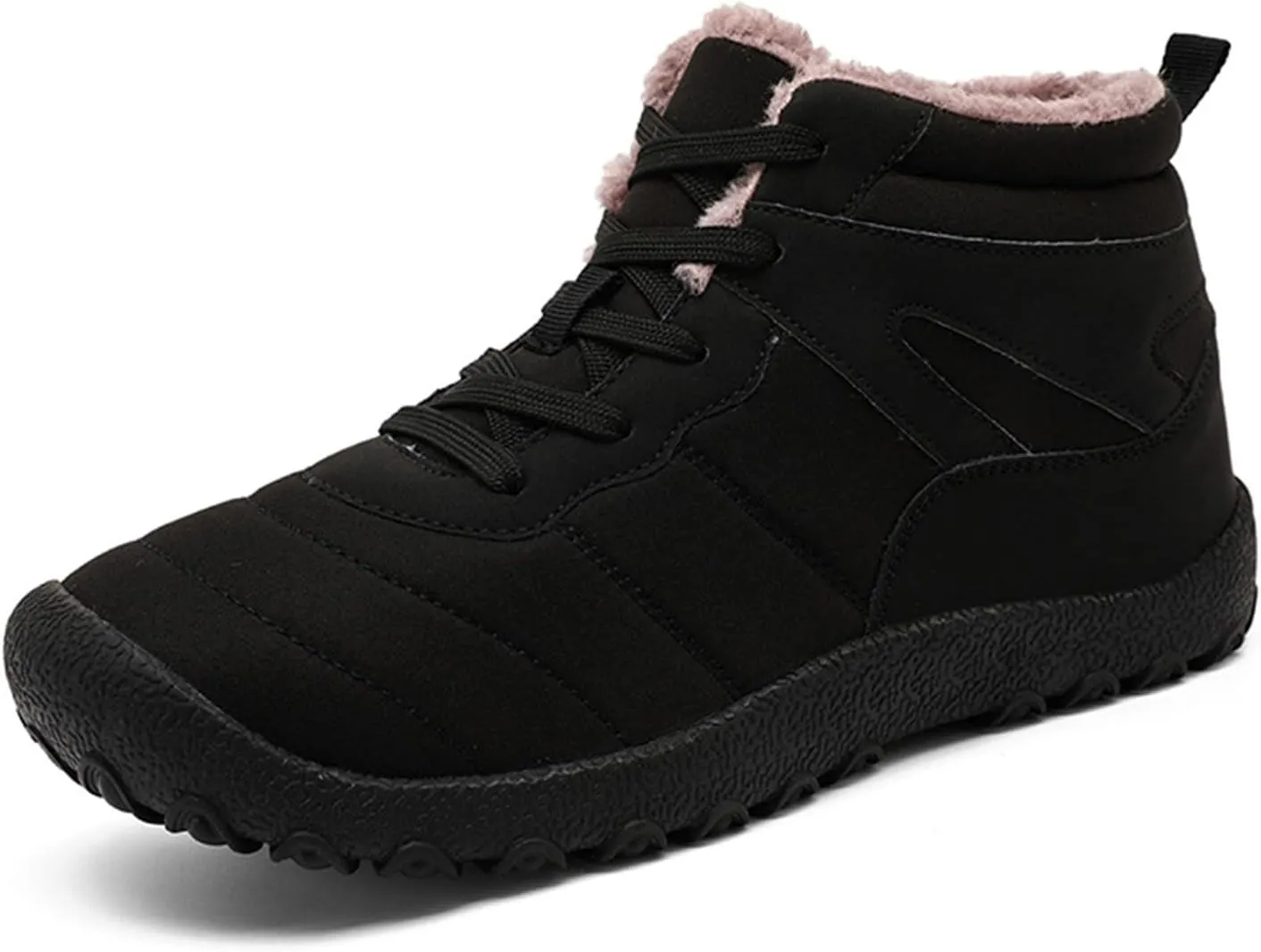 Men Work Boots Non Steel Toe Hiking Sneakers with Warm Fur Lining Women's Working Shoes Wide Width Mid Waterproof Outdoor Botas Lightweight Hike Grounded Footwear