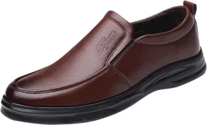 Mens Arch Support Walking Leather Shoes Comfortable Business Formal Shoes Slip on Dress Loafers Thick Sole Oxfords Shoe Matte Leather Dress Shoe Men Daily Wokr Office Loafers Durbale