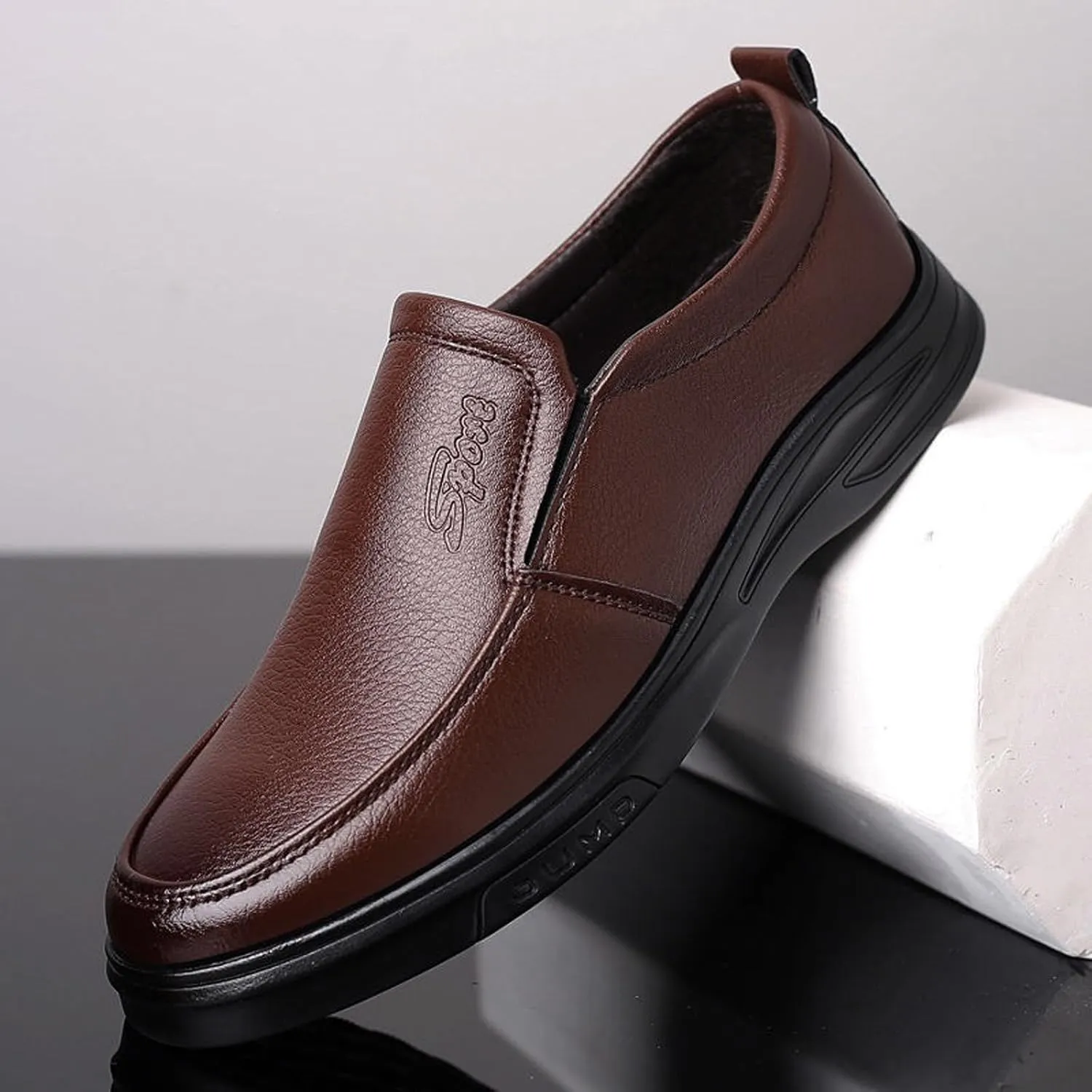 Mens Arch Support Walking Leather Shoes Comfortable Business Formal Shoes Slip on Dress Loafers Thick Sole Oxfords Shoe Matte Leather Dress Shoe Men Daily Wokr Office Loafers Durbale
