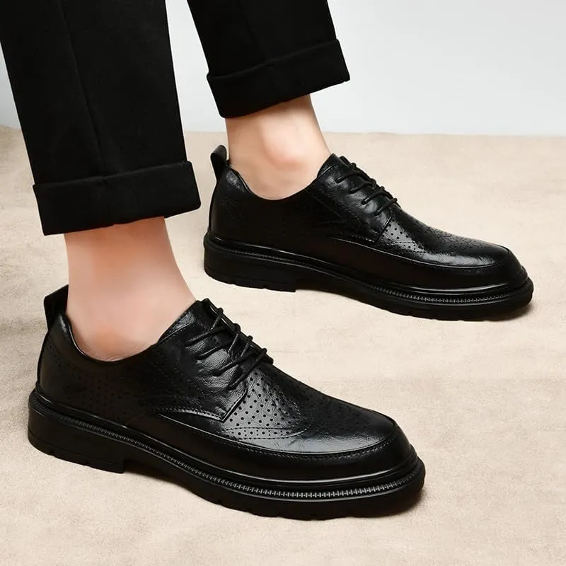 Men's Breathable Business Oxfords Derby Summer Work Formal Oxford Shoes Daily Non-Slip Soft Sole Casual Shoes
