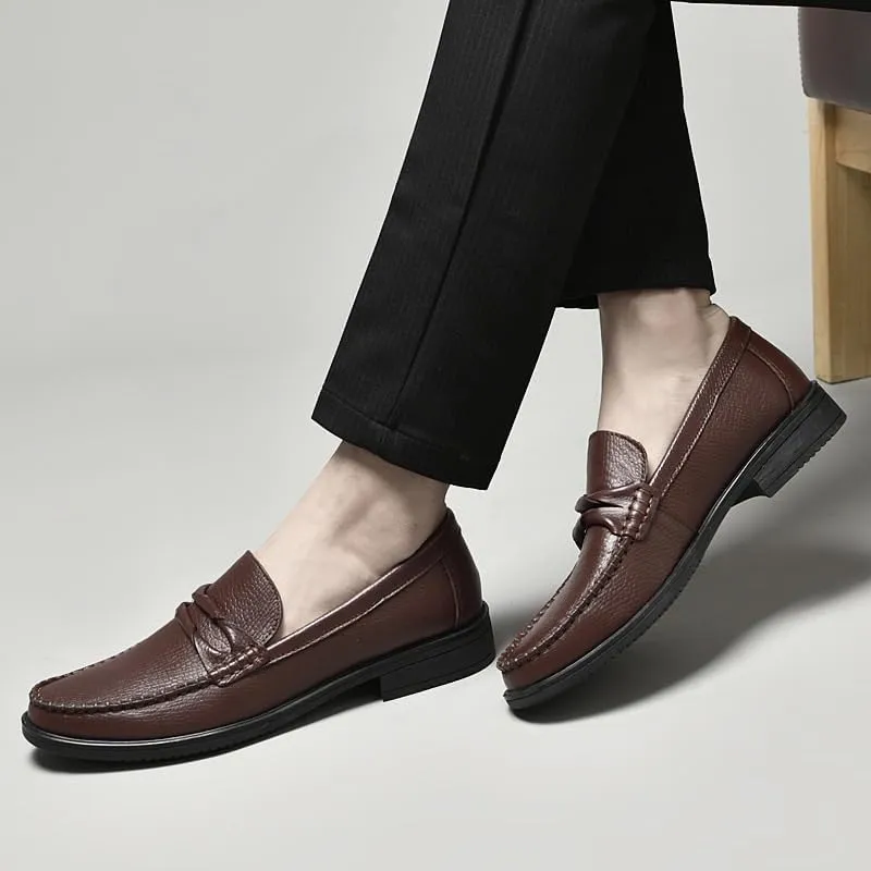 Men's Breathable Leather Loafers Mens Business Classic Formal Dress Shoes