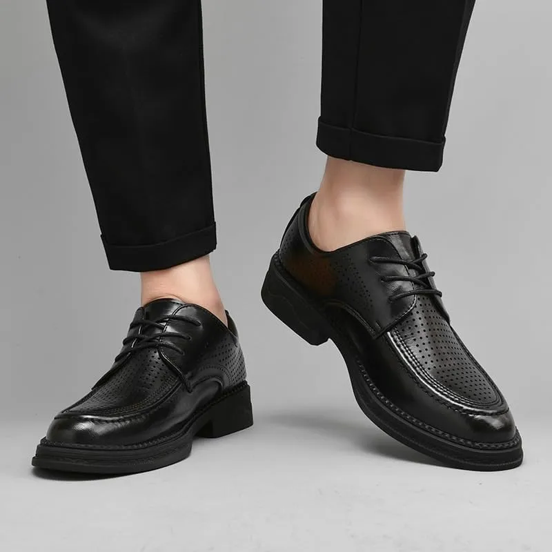 Men's Breathable Leather Wingtip Brogue Oxfords Summer Work Formal Oxford Shoes Fashion Comfort Luxury Soft