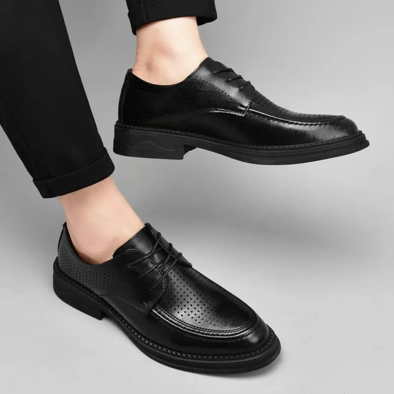 Men's Breathable Leather Wingtip Brogue Oxfords Summer Work Formal Oxford Shoes Fashion Comfort Luxury Soft
