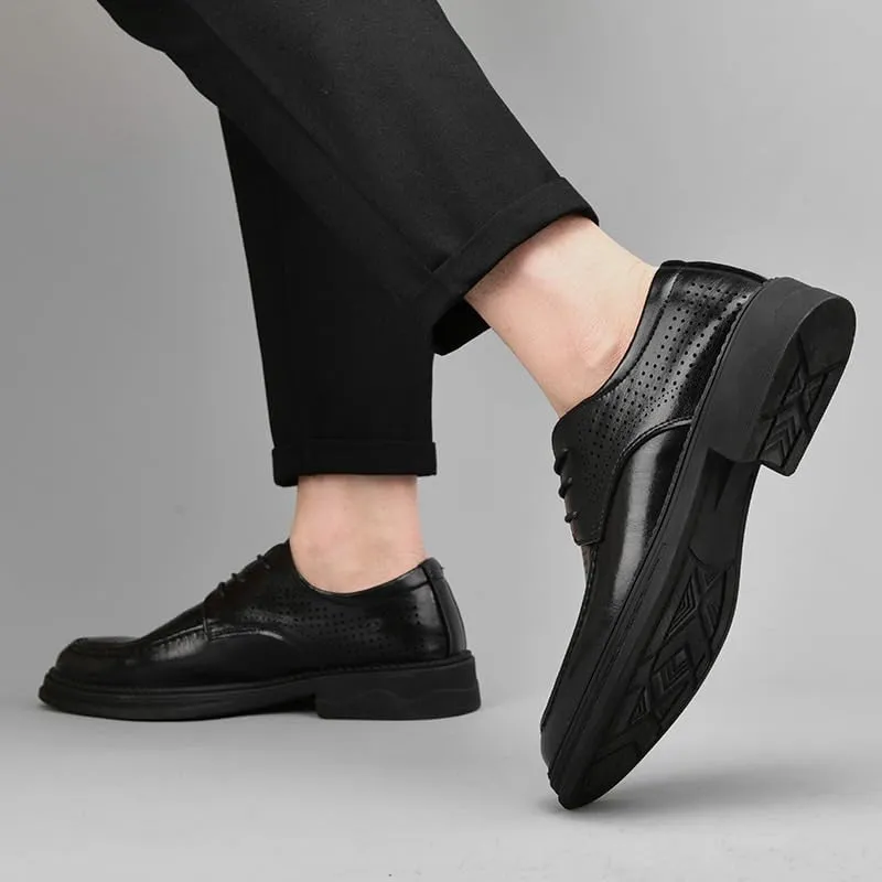 Men's Breathable Leather Wingtip Brogue Oxfords Summer Work Formal Oxford Shoes Fashion Comfort Luxury Soft