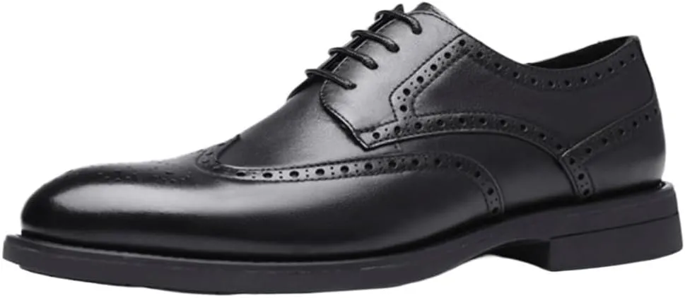 Men's Brogue Breathable Dress Shoes Classic Lace Up Formal Leather Shoes Men Comfortable Business Oxford