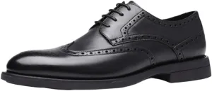 Men's Brogue Breathable Dress Shoes Classic Lace Up Formal Leather Shoes Men Comfortable Business Oxford