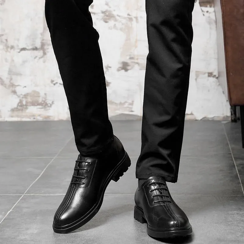 Men's Business Casual Derby Shoes Comfortable Leather Lace-up Classic Oxfords Shoes for Office & Dress Occasions