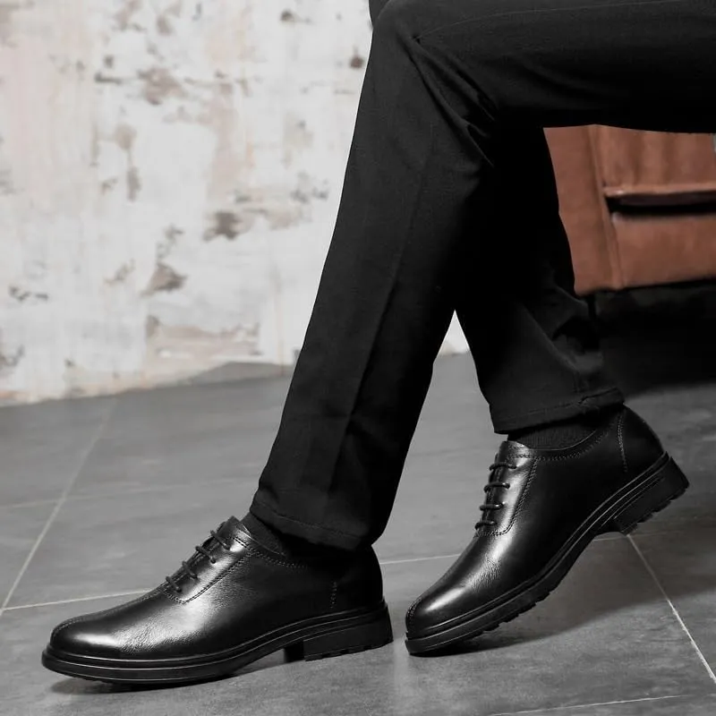Men's Business Casual Derby Shoes Comfortable Leather Lace-up Classic Oxfords Shoes for Office & Dress Occasions