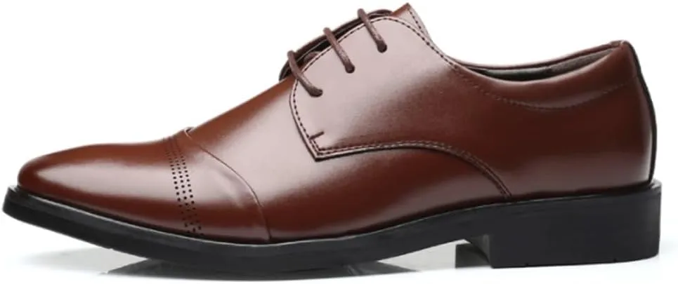 Men's Business Leather Shoes Formal Leather Shoes Breathable Pointed Toe Casual Leather Dress Shoe Social Lace Up Wedding Tuxedo Dress Shoes