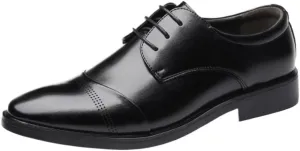 Men's Business Leather Shoes Formal Leather Shoes Breathable Pointed Toe Casual Leather Dress Shoe Social Lace Up Wedding Tuxedo Dress Shoes