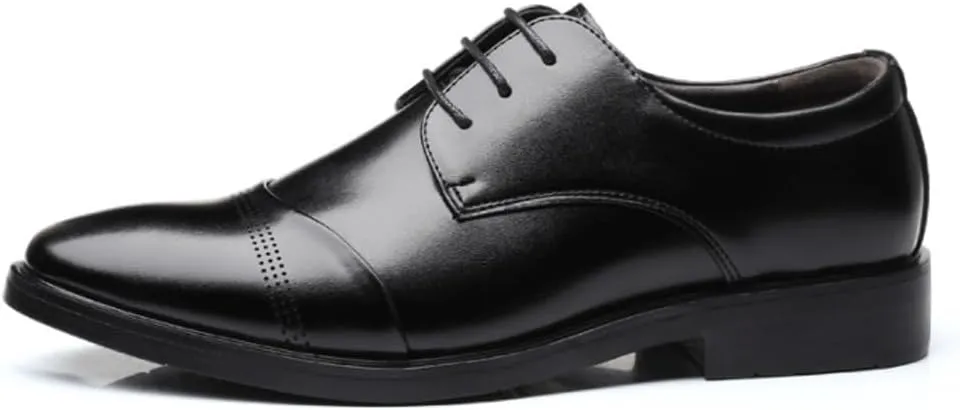 Men's Business Leather Shoes Formal Leather Shoes Breathable Pointed Toe Casual Leather Dress Shoe Social Lace Up Wedding Tuxedo Dress Shoes
