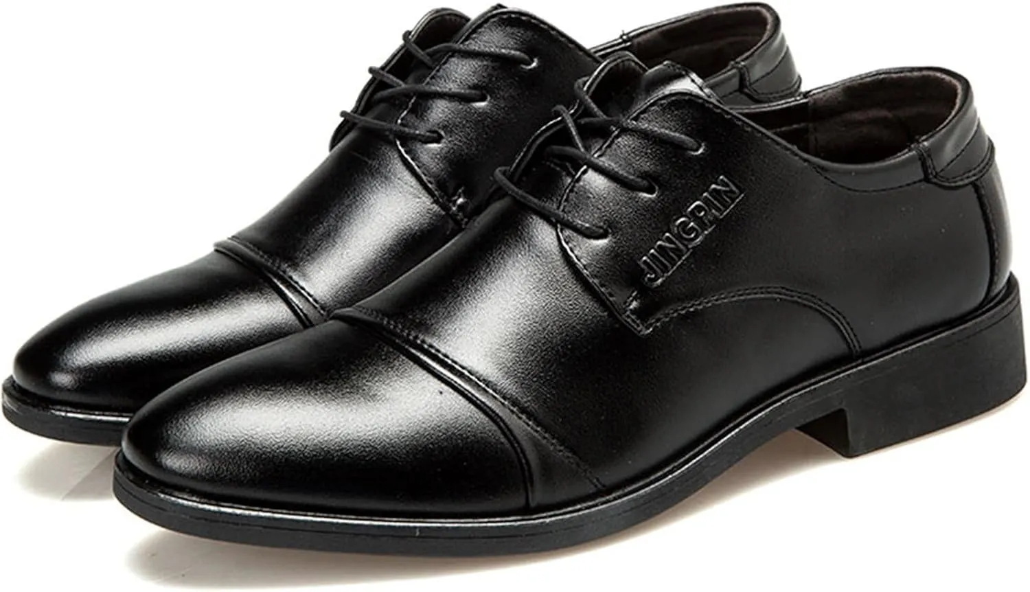 Mens Casual Cap Toe Leather Shoes Comfortable Business Formal Shoes for Men Low Heel Matte Leather Shoe Casual Office Dress Shoe Durable Daily Work Footwear Elegant Dating Boots Man