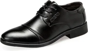 Mens Casual Cap Toe Leather Shoes Comfortable Business Formal Shoes for Men Low Heel Matte Leather Shoe Casual Office Dress Shoe Durable Daily Work Footwear Elegant Dating Boots Man