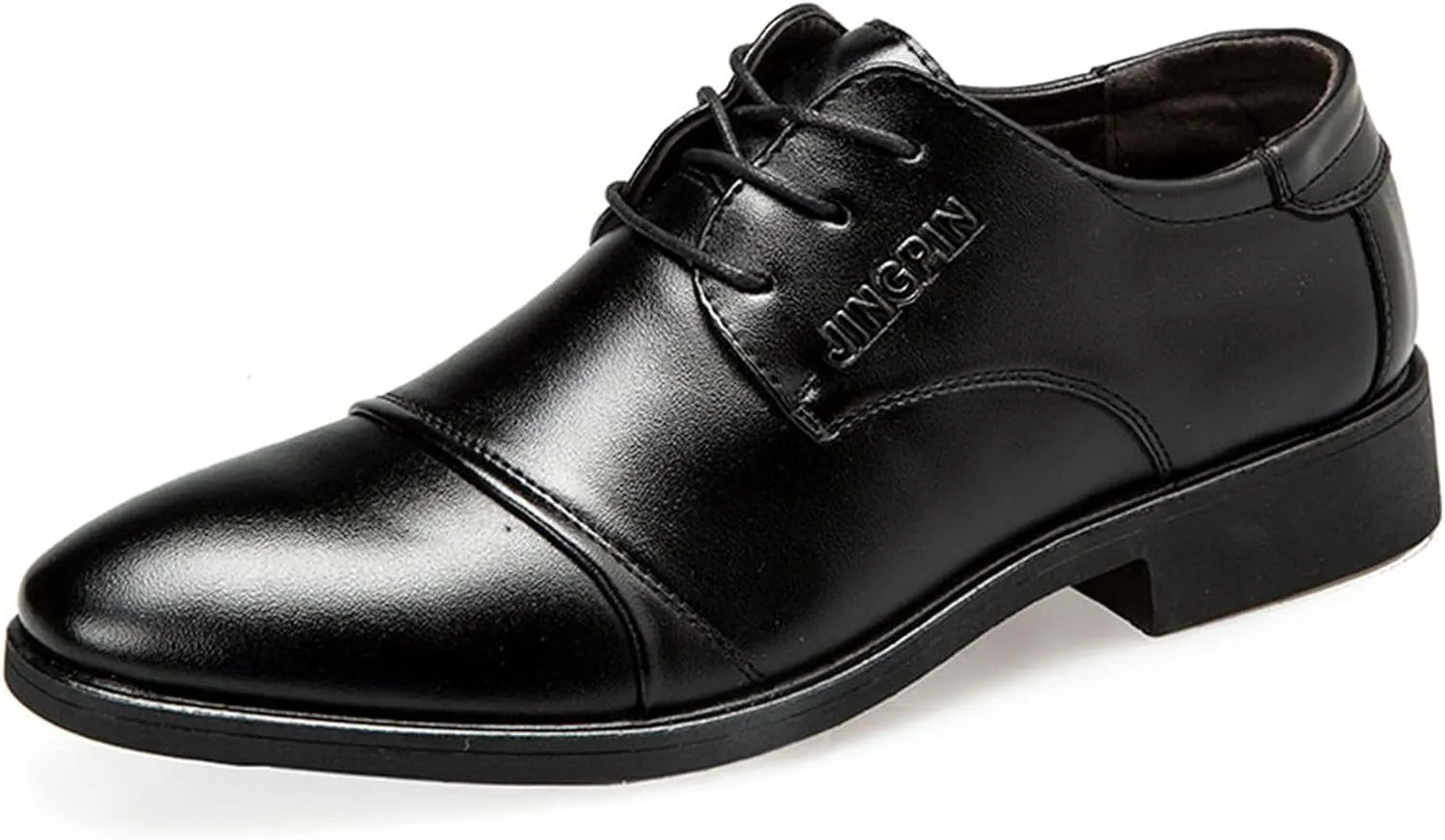 Mens Casual Cap Toe Leather Shoes Comfortable Business Formal Shoes for Men Low Heel Matte Leather Shoe Casual Office Dress Shoe Durable Daily Work Footwear Elegant Dating Boots Man