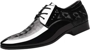 Men's Casual Pattern Oxfords Shoes Arch Support Walking Leather Shoes Formal Business Shoe Men Lace up Dress Shoe Fashion Dress Oxfords Comfortable Work Formal Footwear Low Heel Derby