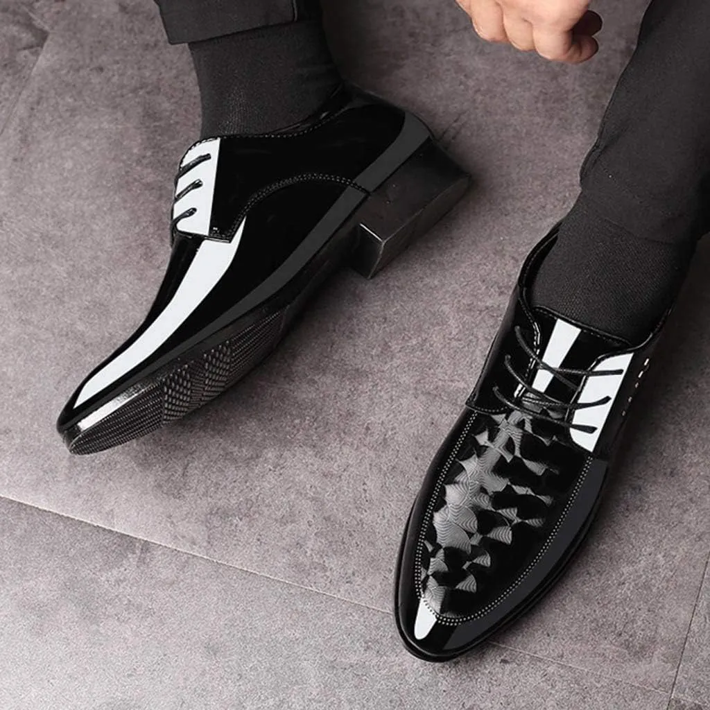Men's Casual Pattern Oxfords Shoes Arch Support Walking Leather Shoes Formal Business Shoe Men Lace up Dress Shoe Fashion Dress Oxfords Comfortable Work Formal Footwear Low Heel Derby