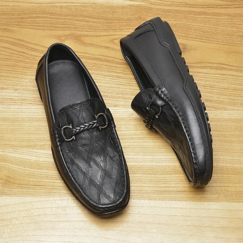 Men's Casual Slip On Leather Loafers Handmade Business Shoes Moccasins for Summer Outdoor Driving & Walking