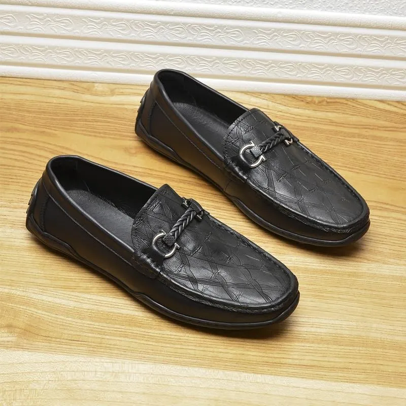 Men's Casual Slip On Leather Loafers Handmade Business Shoes Moccasins for Summer Outdoor Driving & Walking