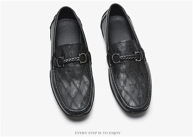 Men's Casual Slip On Leather Loafers Handmade Business Shoes Moccasins for Summer Outdoor Driving & Walking