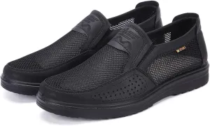 Men's Casual Slip-on Loafers Boat Shoes Lightweight Comfortable Wide Width Soft Sole Walking Shoes Mesh Dad Hiking Shoes Soft Sneakers